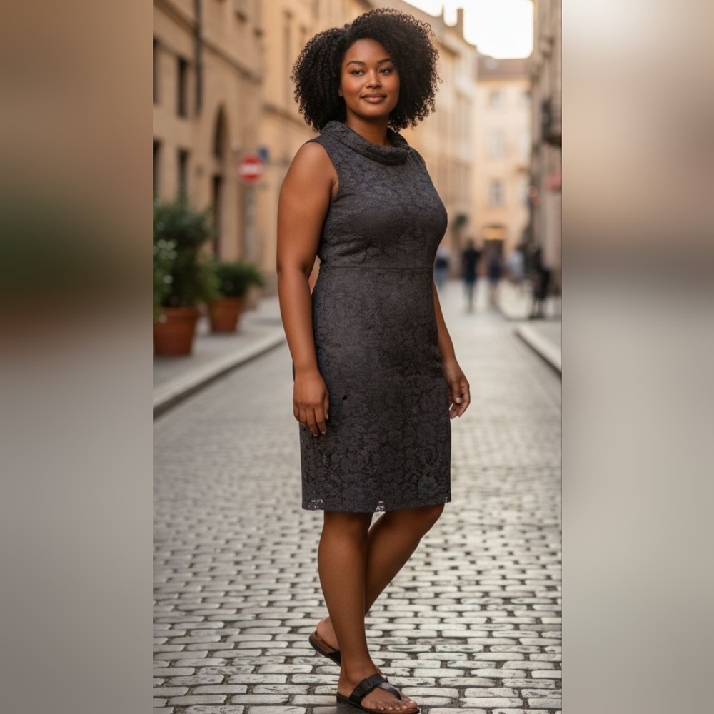 Lane Bryant Charcoal Sleeveless Midi Dress